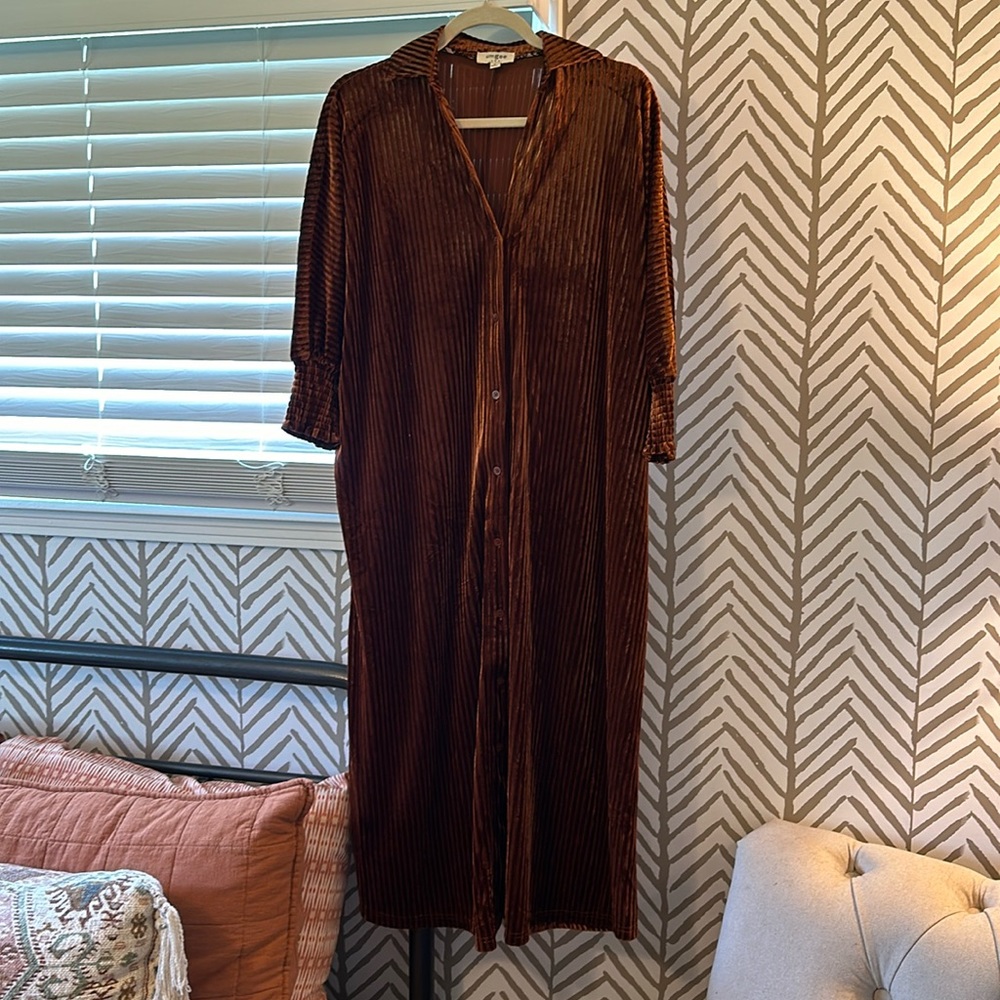 Rust Ribbed Velvet Dress